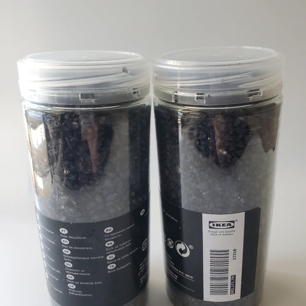 IKEA Kulort Set of 2 Black Metallic Sheen Crushed Glass Vase Fillers Accents NWT